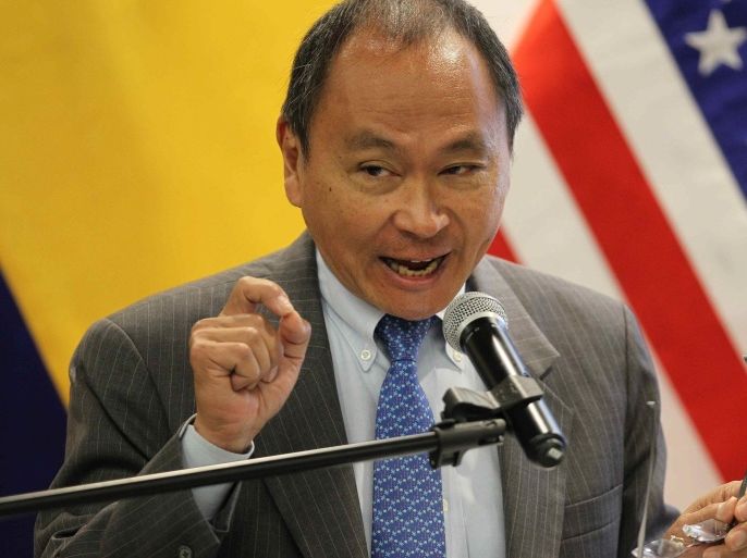 US political scientist Francis Fukuyama speaks during the International Conference 'New Public Management and leadership for Democratic Governance and Social Inclusion', in Lima, Peru, 03 July 2014. The event was also attended by former presidents Ernesto Samper of Colombia; Carlos Mesa of Bolivia; Nicolas Ardito Barletta, of Panama and Vicente Fox of Mexico.