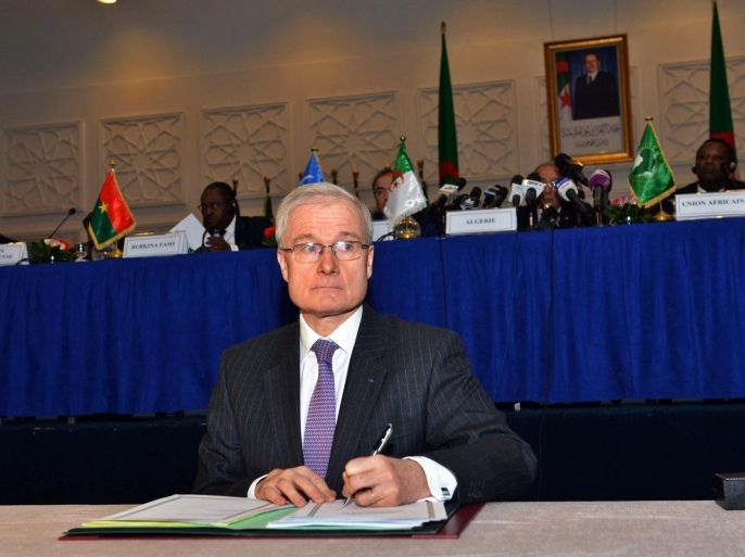 French ambassador to Algeria, Bernard Emie, takes part in a peace and reconciliation agreement signing ceremony between the Malian Government and the political-military movements of Northern Mali in Algiers, Algeria, 01 March 2015. According to reports United Nations representatives said that the agreement represented a sound foundation for lasting peace and national reconciliation, with African Union members adding that the agreement was a crucial phase in the ongoing negotiations. EPA/STR