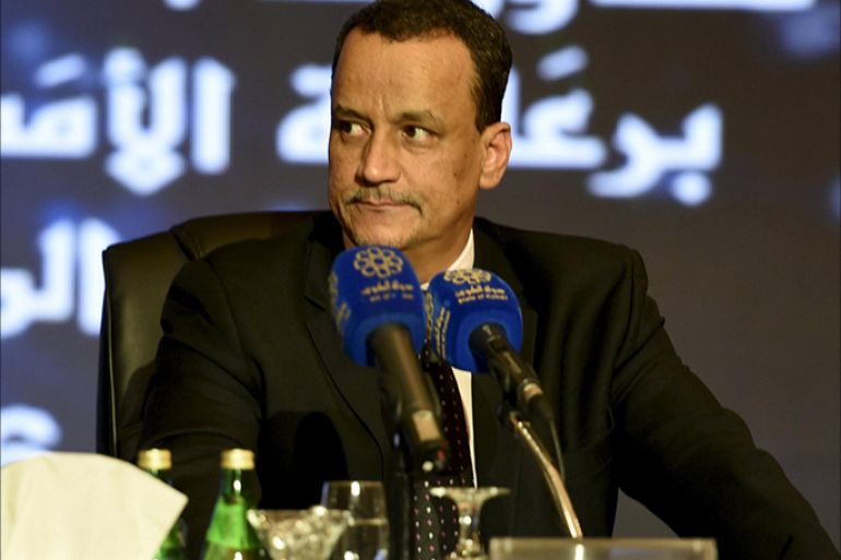 U.N. special envoy to Yemen Ismail Ould Cheikh Ahmed attends a press conference after the first direct meeting between Yemen's warring factions, at the Kuwait Ministry of Information in Kuwait City April 22, 2016