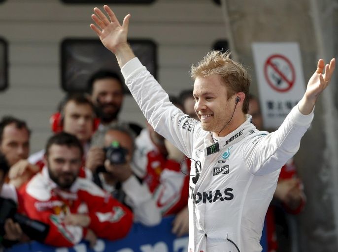 Formula One - Chinese F1 Grand Prix - Shanghai, China - 17/4/16 - Mercedes Formula One driver Nico Rosberg of Germany celebrates after the Chinese Grand Prix. REUTERS/Aly Song