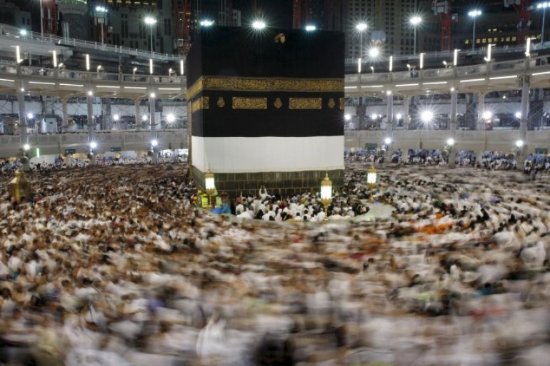 Muslim pilgrims pray around the holy Kaaba at the Grand Mosque ahead of the annual haj pilgrimage in Mecca in this September 22, 2015 file photo. Pilgrims reported feeling the hands of their relatives slip away into the crowd on Thursday morning when a crush at the Mina camp in Mecca killed at least 769 in the deadliest haj disaster in a generation. REUTERS/Ahmad Masood/Files
