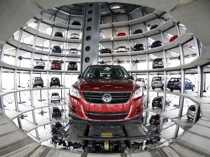 A new Volkswagen Tiguan is stored at the 'CarTowers' in the theme park 'Autostadt' next to the Volkswagen plant in Wolfsburg, Germany November 30, 2007. REUTERS/Christian Charisius/File photo TPX IMAGES OF THE DAY