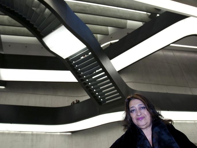 Iraqi-born architect Zaha Hadid poses inside Maxxi museum of contemporary art and architecture in Rome, in this file photohraph dated November 13, 2009. Internationally renowned Iraqi-British architect Zaha Hadid, whose designs included the London Aquatics Centre used in the 2012 summer Olympics, has died aged 65, her company said on March 31, 2016. REUTERS/Max Rossi/files
