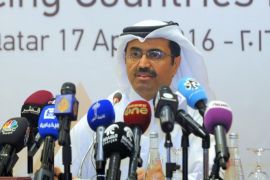 Qatari Minister of Energy and Industry Mohammed Saleh al-Sada attends a news conference following the oil-producers' meeting at Sheraton Hotel in Doha, Qatar, 17 April 2016. Reports state top oil exporters, including members of the Organization of Petroleum Exporting Countries (OPEC), are meeting in Qatar to discuss freezing output.