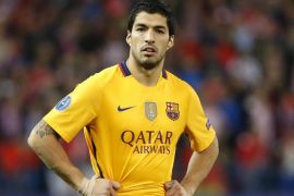 Football Soccer - Atletico Madrid v FC Barcelona - UEFA Champions League Quarter Final Second Leg - Vicente Calderon Stadium - 13/4/16 Barcelona's Luis Suarez looks dejected at the end of teh game Reuters / Sergio Perez Livepic EDITORIAL USE ONLY.