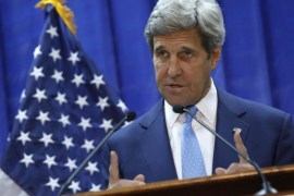 Secretary of State John Kerry holds a news conference at the U.S. embassy in Baghdad, Friday, April 8, 2016. (Jonathan Ernst/Pool Photo via AP)