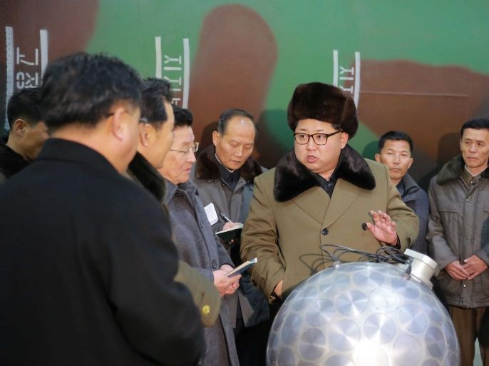 (FILE) An undated file picture provided by the North Korean Central News Agency (KCNA) shows North Korean leader Kim Jong-un (C) talking with scientists and technicians involved in research of nuclear weapons, at an undisclosed location, North Korea. According to media reports on 09 April 2016, North Korea said it has successfully tested an engine of an intercontinental ballistic rocket. The engine would allow North Korea's rockets the capability of reaching US mainland, media reported quoting KCNA. Tensions between North Korea and the west have intensified due to the west's implementation of economic sanctions in response to North Korea's pursuit of nuclear weapons and test firing of delivery systems. EPA/KCNA
