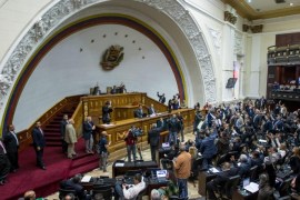 Legislators hold a session of the National Assembly in Caracas, Venezuela, 17 May 2016. The National Assembly rejected the state of emergency decreed by the government to of President Nicolas Maduro, a decree that gives security forces extra authority to counter 'destabilizing forces within the country' and authorizes the government to do all that is necessary to ensure the economic stability of the country. The opposition-controlled National Assembly declared the decree unconstitutional.