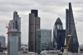A general view of the financial district of the City of London, London, Britain, 18 April 2016. The debate continues in British media over the potential economic consequences the UK will face if the so-called 'Brexit' goes ahead. Britain on 23 June will vote in a referendum whether to stay or to leave the Euopean Union.