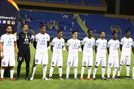 Al-Hilal team pose prior to the Saudi Professional League Soccer matchÂ betweenÂ Al-Hilal and Al-Faisaly at Prince Faisal Bin Fahad Stadium in Riyadh, Saudi Arabia, 12 May 2016.