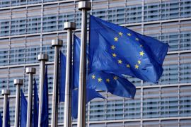European Union flags flutter outside the EU Commission headquarters in Brussels, Belgium, April 20, 2016. REUTERS/Francois Lenoir