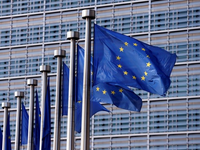European Union flags flutter outside the EU Commission headquarters in Brussels, Belgium, April 20, 2016. REUTERS/Francois Lenoir