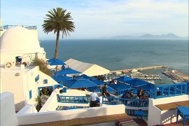 صورة من سيدي بوسعيد وهي أحد أشهر المناطق السياحية في تونس