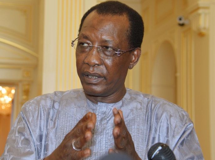 Chadian President Idriss Deby answers questions from journalists at the presidential palace in N'Djamena, Chad, April 20, 2015. REUTERS/Moumine Ngarmbassa EDITORIAL USE ONLY. NO RESALES. NO ARCHIVE