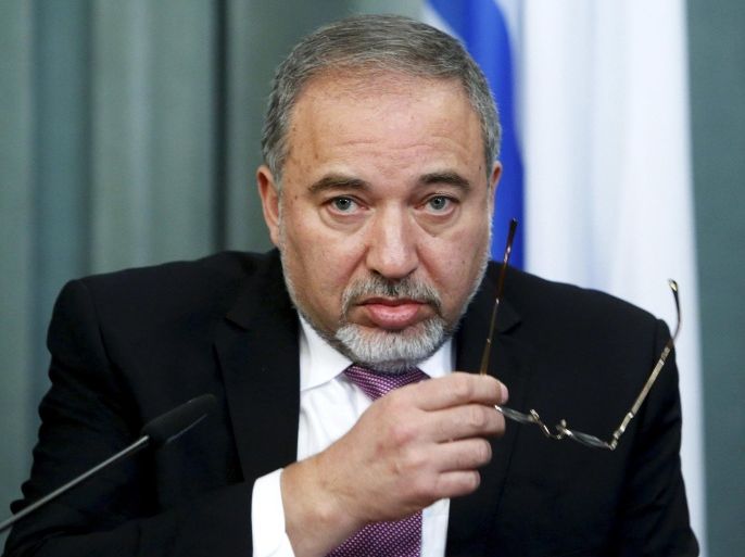 Israel's Foreign Minister Avigdor Lieberman attends a news conference after a meeting with his Russian counterpart Sergei Lavrov (not pictured) in Moscow, Russia in this January 26, 2015 file photo. Lieberman said on May 4, 2015 he would not join the new coalition government being formed by Prime Minister Benjamin Netanyahu, citing disputes over legislation. REUTERS/Sergei Karpukhin/Files