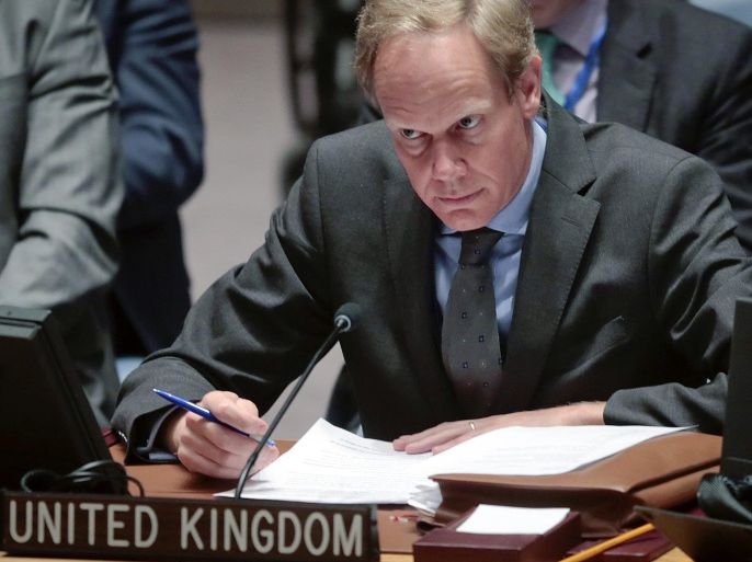 United Kingdom United Nations Ambassador Matthew Rycroft listens during a Security Council meeting on the conflict in Ukraine, Thursday April 28, 2016, at U.N. headquarters. Fighting between Russia-backed separatists and Ukrainian government forces has claimed thousands of lives over the past two years. (AP Photo/Bebeto Matthews)