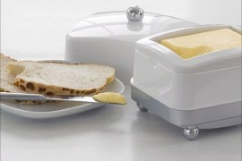 epa00993922 Undated handout image released by BUTTERWIZARD and PR Newswire on Friday, 27 April 2007: At last - the butter dish that maintains your butter at a perfectly spreadable temperature - BUTTERWIZARD, available exclusively through Carrefour. A butter dish that regulates the temperature keeping butter perfectly spreadable for all occasions in both hot and cold weather. It has an elegant and stylish design and is ideal for using it at the table, in the garden or at a BBQ. The temperature is adjustable to suit your preferred texture. It sits on a recharging base plugged into mains power. www.butterwizard.com EPA/PR Newswire EPA COMMERCIAL FEED EDITORIAL USE ONLY
