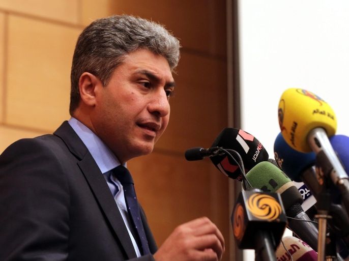 Egyptian Minister of Civil Aviation Sherif Fathy talks during his press conference in Cairo, Egypt, 19 May 2016. According to media reports quoting Egyptair on 19 May 2016, the EgyptAir flight MS804 disappeared off radar some 16km after entering Egypt's airspace. The plane, said to be carrying 66 people on board, 56 passengers and 10 crew members, took off from France's Charles de Gaulle airport on 18 May night and was expected to land in Cairo on 19 May early morning. The company said radars lost the plane's signal when it had flown just over a kilometer into the Egyptian airspace, adding that at that time it was flying at about 11,000 meters.