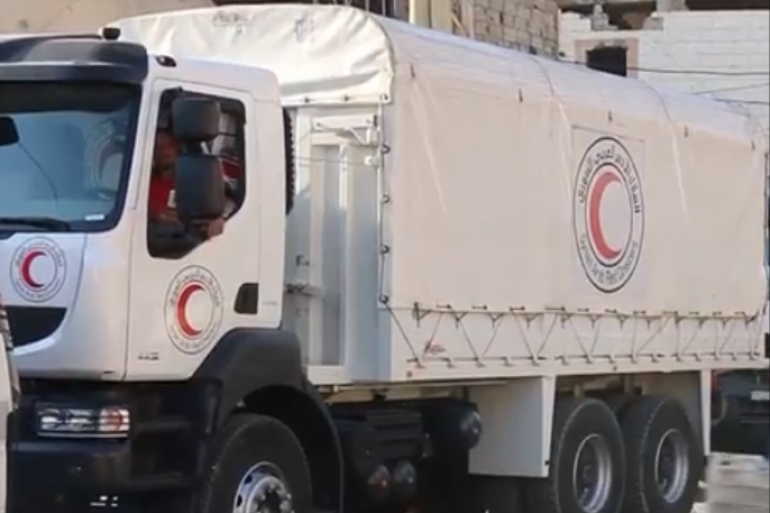 قافلة مساعدات تدخلها الأمم المتحدة لمدينة دوما يونيو 2016