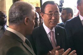 صورة للأمين العام للأمم المتحدة بان كي مون خلال زيارته قطاع غزة
