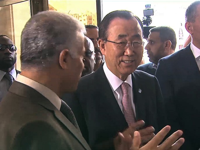 صورة للأمين العام للأمم المتحدة بان كي مون خلال زيارته قطاع غزة