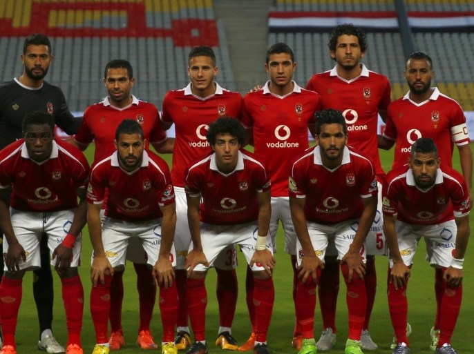 Al Ahly players pose for pictures before their Egyptian Premier League soccer match against Al Masry at Borg El Arab "Army Stadium", west of the Mediterranean city of Alexandria, Egypt, February 23, 2016. The match will played without spectators due to security reasons. REUTERS/Amr Abdallah Dalsh