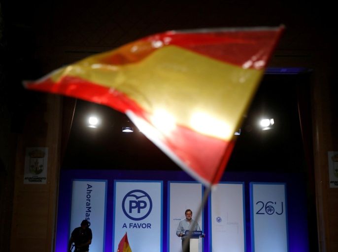 Spanish acting Prime Minister and PP leader Mariano Rajoy speaks during a campaign rally for Spain's upcoming general election in Torrijos, Spain, June 21, 2016. REUTERS/Susana Vera
