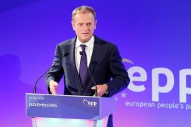 European Council President Donald Tusk delivers a speech during the (EPP) European People's Party's 40th anniversary at the European Convention Center in Luxembourg, 30 May 2016.
