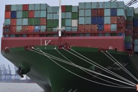 The largest container ship in world, CSCL Globe, docks during its maiden voyage, at the port of Felixstowe in south east England, in this file photograph dated January 7, 2015. British exporters experienced the weakest growth in orders since the depths of the financial crisis in the three months to September, a survey showed on November 3, 2015, adding to signs that overseas demand has faltered. The British Chambers of Commerce said firms taking part in its quarterly tr