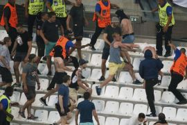 Football Soccer - England v Russia - EURO 2016 - Group B - Stade Velodrome, Marseille, France - 11/6/16 - Soccer fans clash in the stadium after the match. REUTERS/Robert Pratta