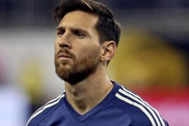 Jun 21, 2016; Houston, TX, USA; Argentina midfielder Lionel Messi (10) stands for the national anthem before the match against the United States in the semifinals of the 2016 Copa America Centenario soccer tournament at NRG Stadium. Mandatory Credit: Kevin Jairaj-USA TODAY Sports