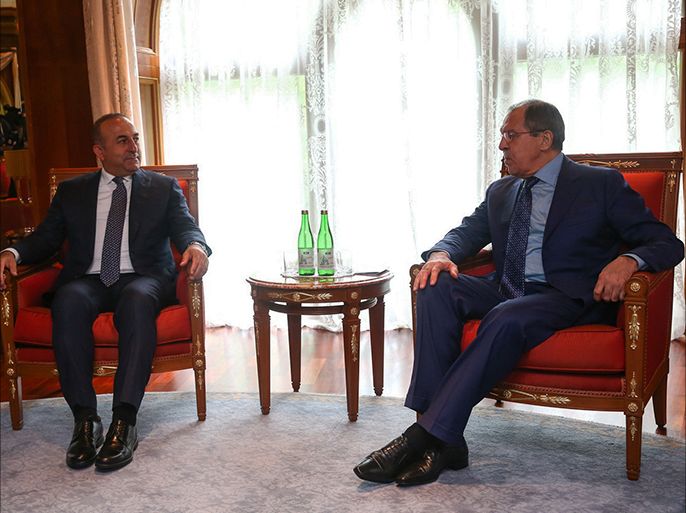 epa05401126 A handout picture released by the Russian Foreign Ministry shows Russian Foreign Minister Sergei Lavrov (R) meeting with Turkish Foreign Minister Mevlut Cavusoglu (L) in Sochi, Russia, 01 July 2016. The Russian and Turkish ministers met to promote the process of normalization of Russian-Turkish relations. Sochi hosts a meeting of the Organization of the Black Sea Economic Cooperation (BSEC) Council of Foreign Affairs Ministers on July 01, 2016. EPA/RUSSIAN FOREIGN AFFAIRS MINISTRY PRESS SERVICE / HANDOUT BEST QUALITY AVAILABLE HANDOUT EDITORIAL USE ONLY/NO SALES