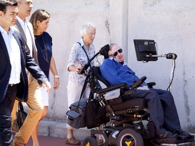 British theoretical physicist Stephen Hawking arrives in Tenerife, Canary Islands, Spain, 12 June 2016. Hawking will attend the 3rd edition of the Starmus Festival, which will bring to the Spanish island some of the greatest minds in science and space. The festival runs from 27 June to 02 July 2016.