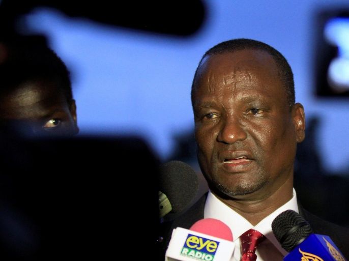 Head of the rebel delegation General Taban Deng Gai, addresses journalists during South Sudan's negotiations in Ethiopia's capital Addis Ababa, January 8, 2014. REUTERS/Tiksa Negeri/File photo