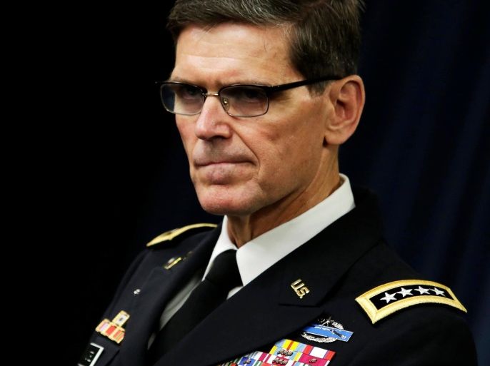 U.S. Army General Joseph Votel, commander, U.S. Central Command, briefs the media at the Pentagon in Washington, U.S. April 29, 2016 about the investigation of the airstrike on the Doctors Without Borders trauma center in Kunduz, Afghanistan on October 3, 2015. REUTERS/Yuri Gripas