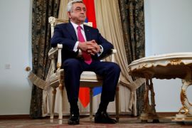 Armenia's President Serzh Sargsyan speaks during an interview with Reuters at his office in Yerevan, Armenia, June 25, 2016. Picture taken June 25, 2016. REUTERS/David Mdzinarishvili