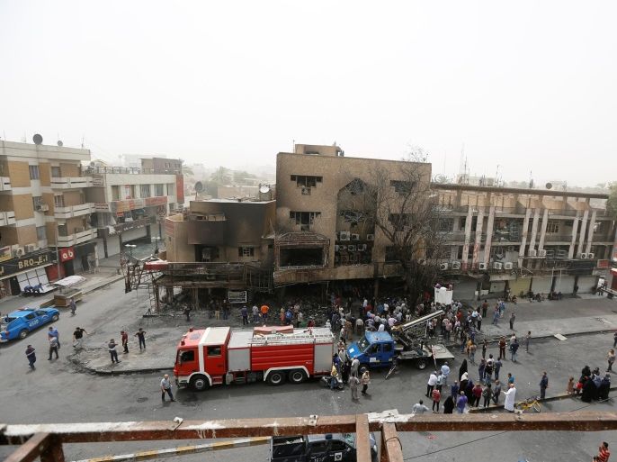 A general view of the site after a suicide car bomb attack at the shopping area of Karrada, a largely Shi'ite district, in Baghdad, Iraq July 4, 2016. REUTERS/Ahmed Saad