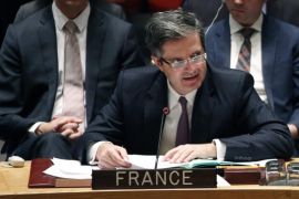 French ambassador to UN, Francois Delattre (C) addresses a meeting on the situation in North Korea at UN headquarters in New York, USA, 02 March 2016. United Nations Security Council members unanimously approve toughest sanctions against North Korea in 20 years. The new sanctions are aimed at stopping North Korea's nuclear and ballistic missile programmes through measures such as limiting its exports and inspecting all cargo coming in and out of the country.