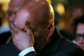 South Africa's President Jacob Zuma reacts during the official announcement of the munincipal election results at the result centre in Pretoria, South Africa, August 6, 2016. REUTERS/Siphiwe Sibeko
