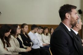 Argentine soccer player Lionel Messi (2-R) and his father, Jorge Horacio Messi (R), attend a session of their trial in Barcelona, Spain, 02 June 2016. Spanish State Attorney Office accuses Messi and his father of three offenses against the public purse and asks for a 22 month jail sentence for both of them. Messi, the 26-year-old Barcelona player and his father, Jorge Horacio Messi, are accused of tax evasion for allegedly having defrauded around four million euros between 2007 and 2009 by means of different companies in Belize and Uruguay to sell the rights to use Lionel Messi's image.