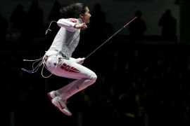 2016 Rio Olympics - Fencing - Final - Women's Foil Individual Bronze Medal Bout - Carioca Arena 3 - Rio de Janeiro, Brazil - 10/08/2016. Ines Boubakri (TUN) of Tunisia celebrates winning the match. REUTERS/Issei Kato FOR EDITORIAL USE ONLY. NOT FOR SALE FOR MARKETING OR ADVERTISING CAMPAIGNS.
