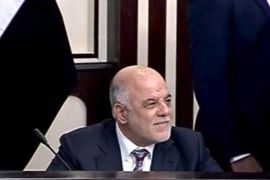 Iraq's Prime Minister Haider al-Abadi attends parliament in Baghdad, Iraq, in this still image from April 26, 2016 video footage. Iraqiya TV via Reuters TV/Handout via REUTERS ATTENTION EDITORS - THIS IMAGE WAS PROVIDED BY A THIRD PARTY. EDITORIAL USE ONLY. NO RESALES. NO ARCHIVE. TPX IMAGES OF THE DAY