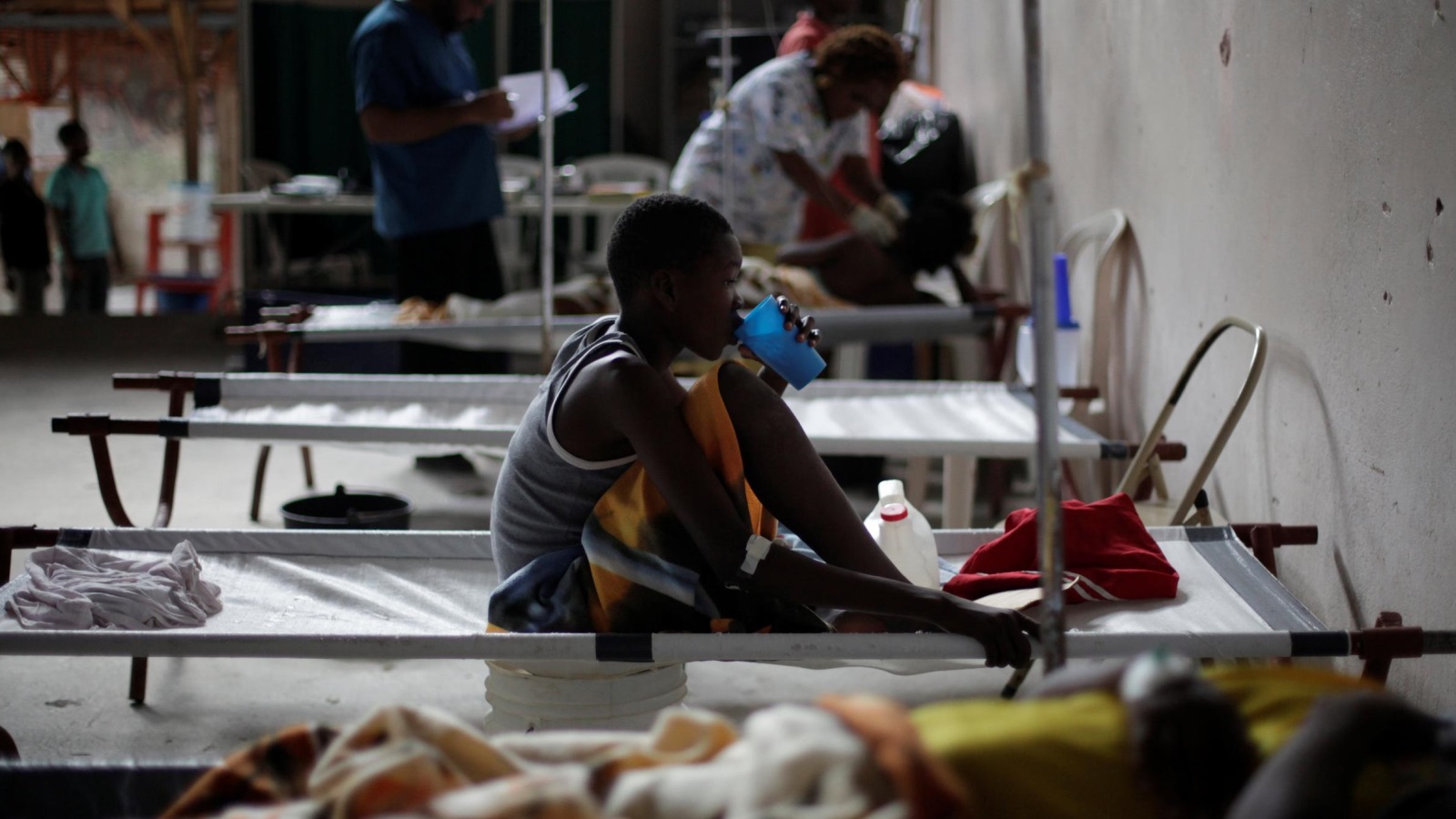 ‪مركز لعلاج الكوليرا في هاييتي‬ (رويترز)