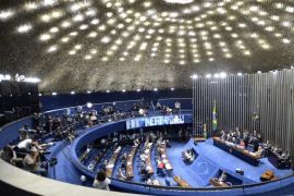 General view of the session of the Brazilian Senate in Brasilia, Brazil, 26 August 2016 that begins the hearing of the six testimonies for the defense of the suspended President Dilma Rousseff, during a new hearing of the final phase of the process. Brazilian President Dilma Rousseff was suspended on 12 May, after the lower house of Congress voted to impeach her on charges that she manipulated budget figures to disguise the size of the deficit. She is set to appear befo