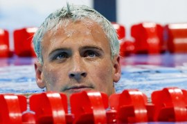 Ryan Lochte of the USA reacts after competing in the men's 200m Individual Medley Final of the Rio 2016 Olympic Games Swimming events at Olympic Aquatics Stadium at the Olympic Park in Rio de Janeiro, Brazil, 11 August 2016.