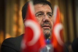 Turkish minister of Economic Affairs Nihat Zeybekci (C) during a press conference at the Turkish Embassy in The Hague, The Netherlands, 23 August 2016. Zeybekci is in the Netherlands to talk about trade relations.