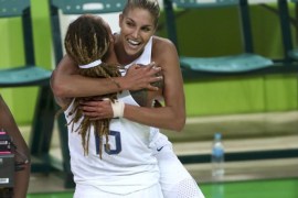 2016 Rio Olympics - Basketball - Final - Women's Gold Medal Game USA v Spain - Carioca Arena 1 - Rio de Janeiro, Brazil - 20/8/2016. Elena Delle Donne (USA) of USA hugs Brittney Griner (USA) of USA after victory. REUTERS/Chris Helgren FOR EDITORIAL USE ONLY. NOT FOR SALE FOR MARKETING OR ADVERTISING CAMPAIGNS.