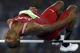 2016 Rio Olympics - Athletics - Preliminary - Men's High Jump Qualifying Round - Group A - Olympic Stadium - Rio de Janeiro, Brazil - 14/08/2016. Mutaz Essa Barshim (QAT) of Qatar competes. REUTERS/Kai Pfaffenbach FOR EDITORIAL USE ONLY. NOT FOR SALE FOR MARKETING OR ADVERTISING CAMPAIGNS.