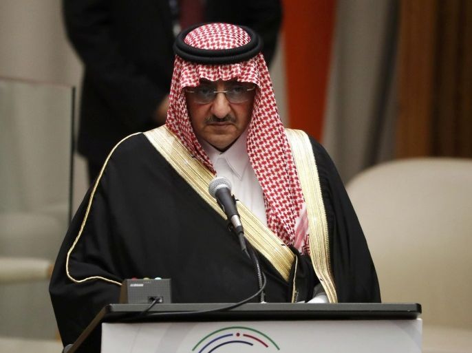 Crown Prince Muhammad bin Nayef of Saudi Arabia speaks during a high-level meeting on addressing large movements of refugees and migrants at the United Nations General Assembly in Manhattan, New York, U.S., September 19, 2016. REUTERS/Lucas Jackson