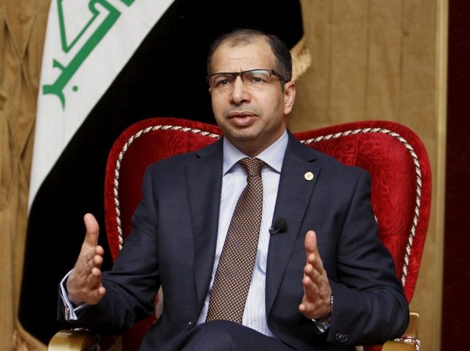 Speaker of the Iraqi Parliament Salim al-Jabouri speaks during an interview with Reuters in Baghdad, January 7, 2016. REUTERS/Khalid al Mousily/File Photo